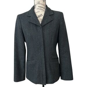 Hillard & Hanson Wool Blend Full Zip Front Jacket Blazer Business Casual Gray